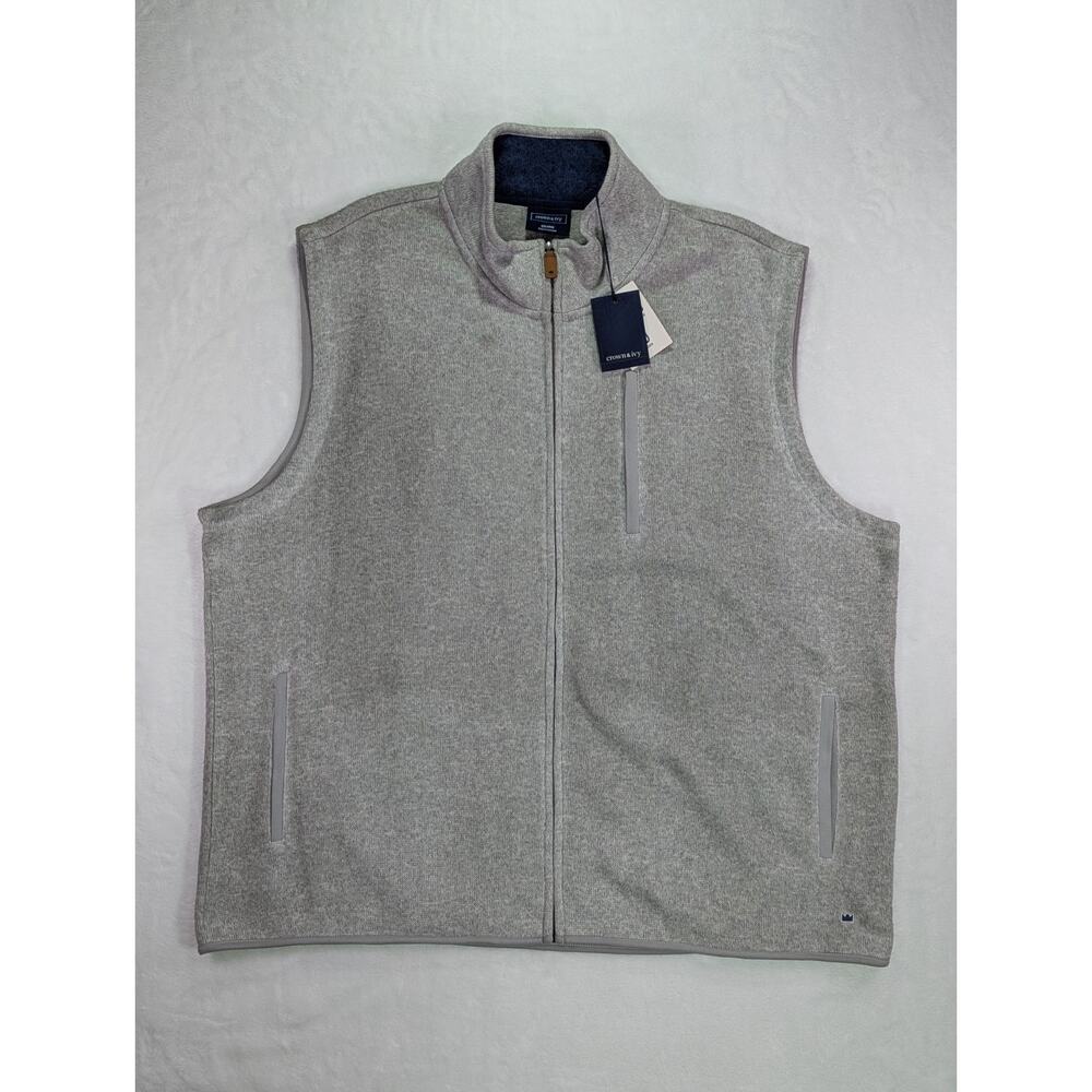 Crown & Ivy Size XXL Eel Gray Heathered Warming Full-Zip Sweater & Fleece Vest